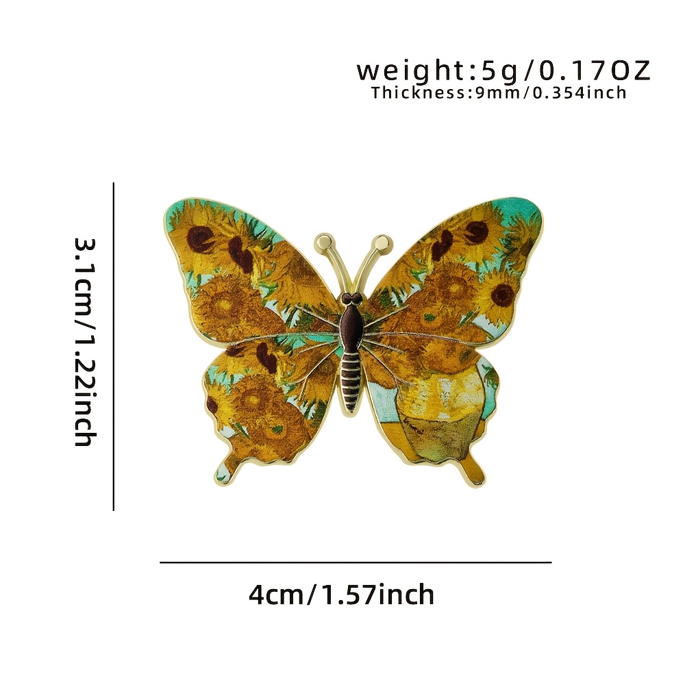 Van Gogh 'Sunflowers' Butterfly Metal Enamel Pin
